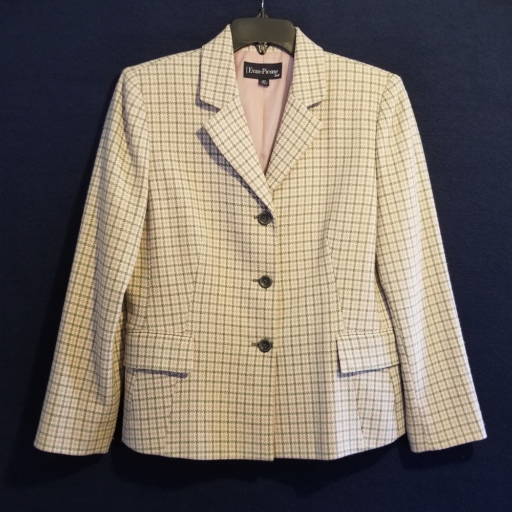 Evan Picone Pink And Gray Plaid Blazer